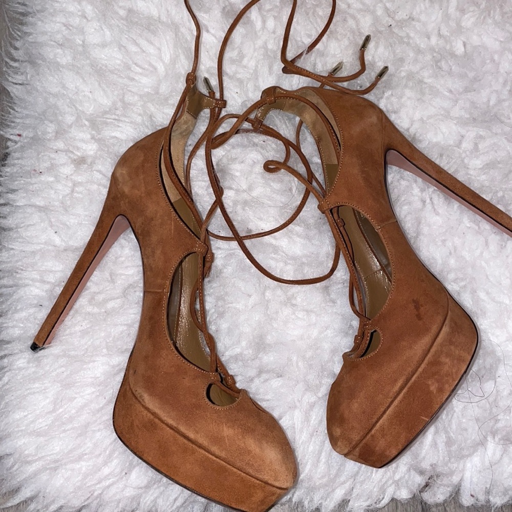 Aquazzura brown suede heels 38